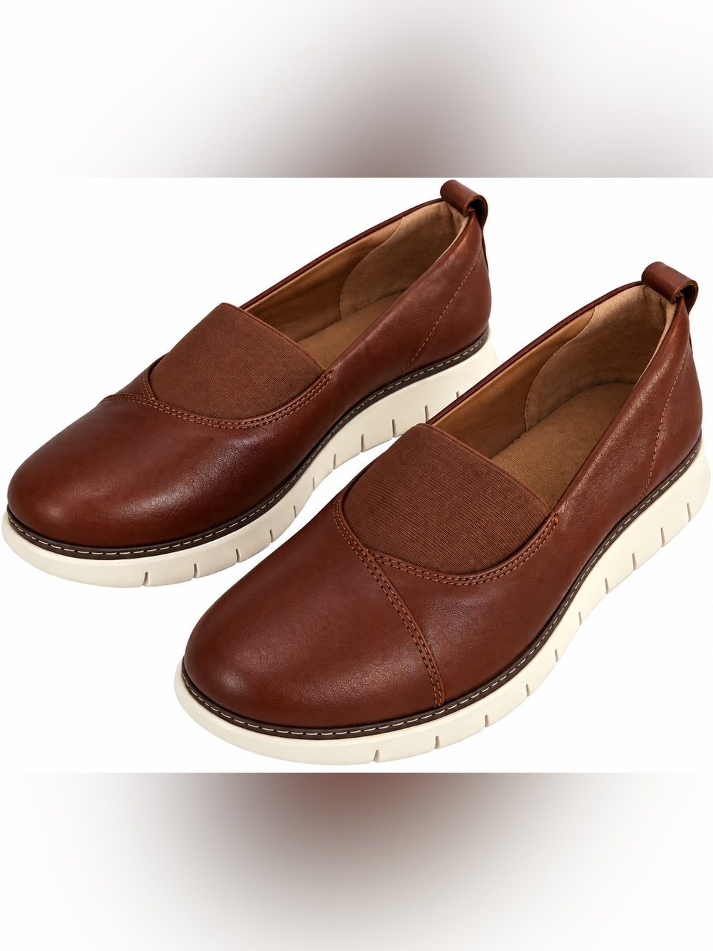 Vionic Fresh Linden Brown Leather Slip On Shoes Women’s 10W NIB.